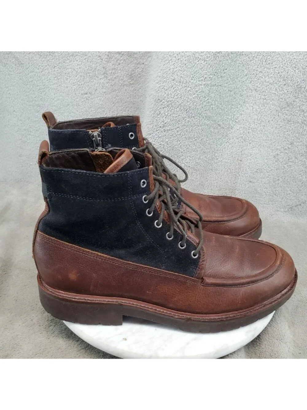 Johnston & Murphu Shoes Mens Size 8 Sanders Brown Black Leather Boots *Read*